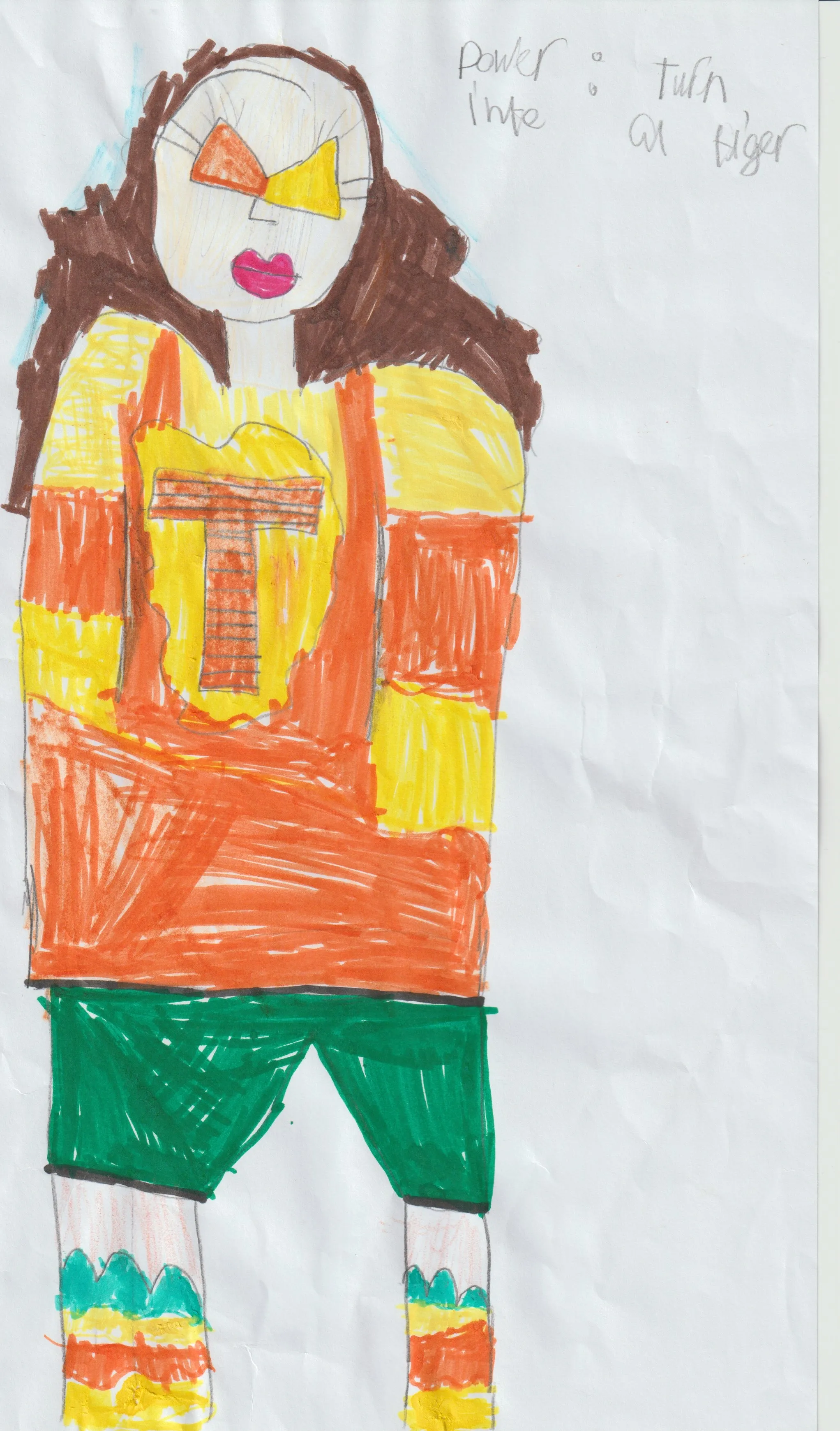 Superhero I drew of half woman/tiger.